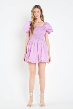 ENGLISH FACTORY - Smocked Dress with Balloon Sleeves - DRESSES available at Objectrare Short Balloon Sleeves, Skirt Embroidery, Embroidery Skirt, Summer Style Guide, English Factory, Casual Party Dresses, Maxi Dress Sale, Pink Maxi, Smocked Dress