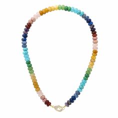 Rainbow Rainbow Natural Stones Round Beads Necklaces, Rainbow Faceted Round Bead Necklaces, Rainbow Polished Round Bead Jewelry, Rainbow Crystal Necklaces With Round Gemstone Beads, Rainbow Beaded Crystal Necklaces With Round Beads, Rainbow Necklaces With Polished Round Beads, Rainbow Rondelle Beaded Jewelry, Rainbow Gemstone Beaded Necklaces, Rainbow Beaded Necklaces With Gemstone Beads