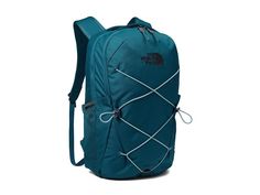 the north face women's jester backpack in teal blue, front view