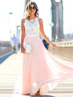 A-Line/Princess Jewel Sleeveless Floor-Length Lace Chiffon Dresses Rok Tile, Chiffon Style, Patchwork Sleeve, Dress Vacation, Lace Summer Dresses, 파티 드레스, Chiffon Evening Dresses, Prom Dresses Modest, Vacation Dress