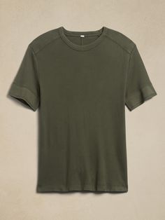 Specially washed for seasons of sumptuousness, this garment dyed crew-neck t-shirt is made from incredibly soft cotton.  Crew neck.  Straight hem.  #569734 Standard fit.  Short sleeves.  Hip length.  Body length (size M): Regular 28", Tall 29. 5" Sle Washed Crew Neck T-shirt For Layering, Green Short Sleeve T-shirt For Layering, Crew Neck Washed T-shirt For Layering, Crew Neck Washed T-shirt For Casual Gatherings, Washed Crew Neck T-shirt For Casual Gatherings, Hip Length, Aesthetic Clothes, Cotton T Shirt, Fashion News