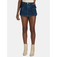 The Madden NYC Juniors Mini Skort is a trendy and practical twist on the classic skort. Combining the style of a skirt with the comfort of shorts, this versatile piece is perfect for those who want to stay stylish and comfortable on the go. With its denim fabric and cargo pockets, the denim cargo skort offers a casual and edgy look that can be dressed up or down. Whether you're running errands or heading out for a casual outing, the denim cargo skort is a must-have staple for your wardrobe. Size Madden Nyc, Review Clothing, Peasant Dress, Edgy Look, Denim Fabric, Mini Skirts, Dress Up, Womens Shorts, Plus Size