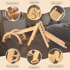 the wooden play set is designed to look like it's made out of wood