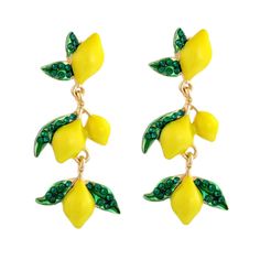 PRICES MAY VARY. 💖 [Fashion Design] Lovely fruit lemon tassel drop earrings with yellow lemons and green rhinestones on the leaves, beautiful and elegant. The fashionable design makes the earrings look more delicate and shiny, the perfect size can perfectly complement your face shape, wearing it will make you look more charming, elegant and beautiful. If you don't have this stylish lemon earring in your jewellery box, please don't hesitate to add it to it. 💖[Rest assured of the material] Inter Lemon Earrings, Woman Personality, Fruit Earrings, Retro Mode, Sparkle Jewelry, Tassel Drop Earrings, Lemon Tree, Lemon Drop, Touch Of Gold