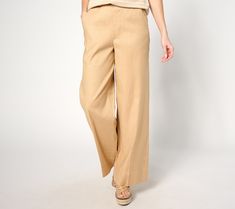 You've never known linen like this before. With a smooth, comfortable finish and stretchy recovery, these wide-leg trousers work an elevated, summery wow that's well-suited to work and chic weekend plans (vineyard visit, anyone?). From Studio ParkTM x Leah Williams. Spring Workwear Wide Leg Pants In Flax, Flax Wide Leg Pants For Spring Workwear, Spring Flax Wide Leg Pants For Work, Chic Flax Wide Leg Pants For Work, Chic Wide Leg Pants In Flax Color For Summer, Flax Wide Leg Pants For Work, Wide Leg Flax Pants For Work, Summer Workwear Pants In Flax Color, Summer Flax Wide Leg Work Pants