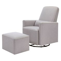 a gray chair and ottoman with a white background