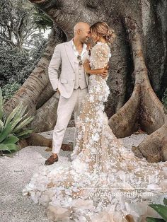 3D Flowers Puff Short Sleeves Stunning Mermaid Wedding Dress with Chapel Train AWD1910-SheerGirl Keyhole Back Wedding Dress, Wedding Gown Styles, Wedding Gowns With Sleeves, Lace Wedding Dress With Sleeves, Back Wedding Dress, Custom Wedding Dress, 3d Flowers, Best Wedding Dresses, Tulle Wedding