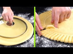 two pictures showing how to make pizza dough