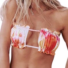 Zaful Bikini Top Size M Strapless Ribbed Or Tie Back Ruffle Cutout Lace Up Closure Padded Bra Adjustable Lace Up Back. Tie Dye/ Pretty Colors New With Tag Beachwear Tube Top With Built-in Bra For Vacation, Summer Tube Top With Built-in Bra For Vacation, Summer Beach Tube Top With Built-in Bra, Summer Tube Top With Built-in Bra For Sunbathing, Summer Tube Top With Built-in Bra For Beach Season, Trendy Strapless Swimwear For Beach Season, Vacation Tube Top With Built-in Bra, Strapless Summer Swimwear With Built-in Bra, Trendy Strapless Summer Swimwear