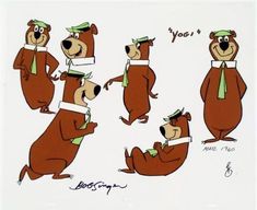 an image of cartoon bears doing different things