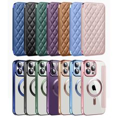 an iphone case with multiple colors and patterns on it, all in different styles to choose from