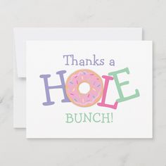 Thanks a Hole Bunch Donut Birthday Thank You Card Size: 4.25" x 5.5". Color: Matte. Gender: unisex. Age Group: adult. Donut Cards Handmade, Donut Images, Green Donut, Donut Birthday Party, Donut Birthday, Sprinkle Donut, Thank You Card Size, Cute Donuts