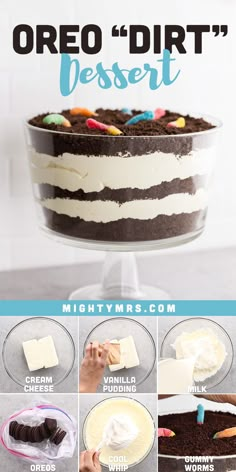 how to make an oreo dirt desert cake with chocolate and marshmallows