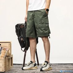 OrcaJump - Casual Cargo Shorts with Five-Pocket Design and Functional Pockets. Khaki Cargo Shorts With Pockets For Summer, Summer Cargo Shorts With Pockets, Summer Cargo Pants With Multiple Pockets For Outdoor, Summer Outdoor Shorts With Pockets, Summer Outdoor Cargo Pants With Pockets, Summer Cargo Shorts With Multiple Pockets For Outdoor Activities, Summer Cargo Pants With Hip Pockets For Outdoor Activities, Short Cargo Pants For Outdoor, Summer Khaki Shorts With Patch Pockets