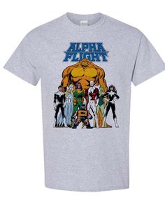 Alpha Flight T-Shirt - Retro Design Marvel Comics Tee for Graphic Tee Comic-con Graphic Cotton T-shirt, Casual T-shirt For Comic-con, Cotton Top For Comic-con Fan Merchandise, Cotton Tops For Comic-con Fan Merchandise, Comic-con Streetwear T-shirt With Character Print, Graphic T-shirt For Comic-con, Comic-con Character Print T-shirt For Streetwear, Graphic Print T-shirt For Comic-con, Comic-con Fan Convention Graphic T-shirt