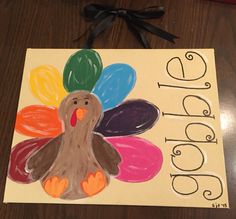 a drawing of a turkey with the words happy thanksgiving on it