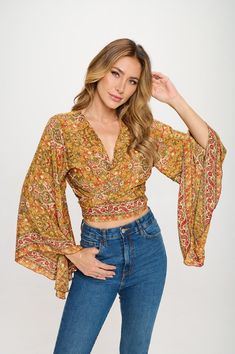 Handmade unique crop top.  Best for music festivals, beach, and casual.  Fits Sizes XS/S/M/L/XL/XXL Fitted V-neck Top For Festival, Trendy V-neck Crop Top For Beach, Trendy V-neck Crop Top For Vacation, Printed V-neck Crop Top For Summer, Flowy Casual Spring Crop Top, Trendy Fitted Summer Wrap Top, Trendy Fitted Wrap Top For Summer, V-neck Festival Tops For Fall, Casual Wrap Crop Top For Summer