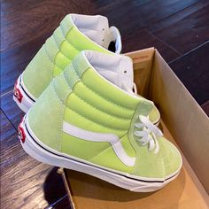 Reposhing This Item I Purchased It Never Wore. Loved It, But I Have Too Many Vans And I’m Willing To Send These To A New Collector. Questions? Leave A Comment Below! Green Vans Sneakers For Spring, Trendy Green Vans Sneakers, Vans Women, Shoes Vans, Sk8 Hi, Hi Top, Womens Vans, Vans Shoes, White Cream