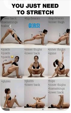 Squat Challenge For Beginners, Body Stretches Flexibility, Best Stretching Exercises, Body Stretches, Hip Flexors, Workout Without Gym, Easy Yoga Workouts, Back Pain Exercises