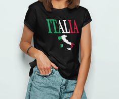 Italy Shirt, Italia Tshirt, Trip to Italy Gifts, Italy Tee, Italy Souvenir .: 100% Airlume combed and ringspun cotton (fiber content may vary for different colors) .: Light fabric (4.2 oz/yd² (142 g/m .: Retail fit .: Tear away label .: Runs true to size Depending on available stock, shirt may be either Bella Canvas 3001 or Gildan 64000. Both shirts are similar in quality, weight and softness. FINER DETAILS * Printed on super soft premium material * Designed in the U.S.A. * Made to last PROPER S Casual Logo Print T-shirt For Gift, Casual Logo Print T-shirt As Gift, Casual T-shirt With Logo Print For Gift, Italy Gifts, Italy Shirt, Italy Gift, Italy Flag, Trip To Italy, Limassol