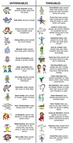 two different types of cartoon characters are shown in this diagram, with the names and numbers below