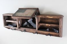 Cop Caddy, Concealment Furniture, Rustic Coat Rack, Hidden Compartments, Woodworking Furniture, Barnwood, Hidden Storage, Diy Wood Projects, Diy Woodworking