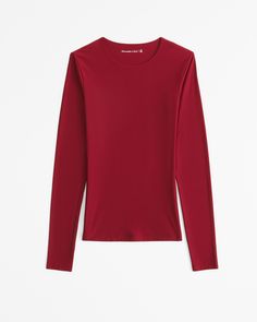 Women's Soft Matte Seamless Tuckable Long-Sleeve Top | Women's Tops | Abercrombie.com Fall Red Elastane Tops, Red Slim Fit Tops For Fall, Red High Stretch Elastane Top, Womens Knit Tops, Matte Fabric, Women Long Sleeve Tops, Christmas 2023, Long Sleeve Tees Women, New Arrival Dress