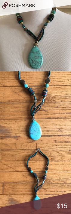 Beaded Ethnic Necklace Beaded necklace  - received as a gift but was never worn Jewelry Necklaces Ethnic Necklaces, Necklace Beaded, Turquoise Necklace, Blue Green, Beaded Necklace, Jewelry Necklaces, Necklaces, Turquoise, Green