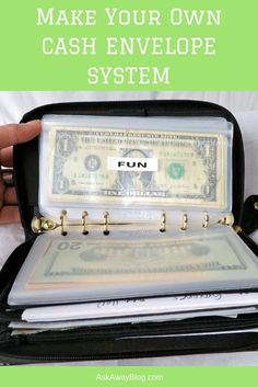 an open briefcase with money inside and the words how to make your own cash envelope system