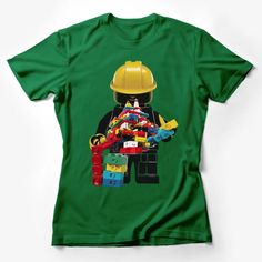 Lego Builder Graphic T-Shirt, Colorful Construction Toy Print for Kids and Adults Female T-Shirt Custom graphic T-Shirt.Customize your color Graphic Tee With Crew Neck For Playtime, Green Crew Neck Top For Playtime, Green Graphic Print Top For Playtime, Funny Graphic Print T-shirt For Playtime, Crew Neck T-shirt With Character Print For Playtime, Fun Green Pre-shrunk T-shirt, Playful Crew Neck T-shirt For Playtime, Fun T-shirt With Funny Print For Playtime, Fun Character Print T-shirt For Playtime