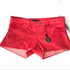 New With Tags, Size 9 Obo. No Trades 1.5 -2 In Inseam Red Cotton Bottoms With Built-in Shorts, Red Jean Shorts With Pockets For Spring, Trendy Red Cotton Shorts, Trendy Red Cotton Jean Shorts, Red Casual Jean Shorts For Spring, Casual Red Jean Shorts For Spring, Red Summer Shorts With Pockets, Red Shorts With Pockets For Summer, Red Cotton Jean Shorts