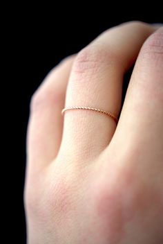 "This item is made to order and will ship after 7-10 business days. That time does not include holidays, weekends or shipping time! This item is hand-crafted and made to order with care in Portland, OR. * ULTRA THIN RING * These stacking rings are perfect for mixing and matching! Each thin twist wire ring is individually cut, soldered and polished for a beautiful hand-crafted, high-quality ring. These twisted rings stack up beautifully with both the \"ultra thin\" and \"medium thickness\" stacki Twisted Wire Rings, Twisted Rings, Gold Twist Ring, Rings Stack, Single Twist, Gold Flower Ring, Rope Rings, Rose Gold Morganite, Single Ring