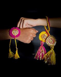 Celebrate Raksha Bandhan with our vibrant Bhaiya Bhabhi Rakhi set. Don't miss out on our exciting Rakhi collection! 🌟 Handcrafted with colorful woolen threads and intricate gotta patti detailing, these rakhis are perfect for celebrating Raksha Bandhan in style. 👫 Set Includes: One Rakhi for Bhaiya and one for Bhabhi on silk cushions. 🌈 Vibrant Colors: Add a lively touch to the festivities. 👐 Handmade: Crafted with love and care by skilled artisans. Please note: The colors of the set will be sent out randomly, adding an element of surprise to your celebrations. Make this Raksha Bandhan unforgettable! Shop now and show your love with our beautiful rakhis! 💖🎁 𝐃𝐨𝐧'𝐭 𝐦𝐢𝐬𝐬 𝐨𝐮𝐭 𝐨𝐧 𝐨𝐮𝐫 𝐨𝐭𝐡𝐞𝐫 𝐞𝐱𝐜𝐢𝐭𝐢𝐧𝐠 𝐑𝐚𝐤𝐡𝐢 𝐜𝐨𝐥𝐥𝐞𝐜𝐭𝐢𝐨𝐧!  𝐂𝐡𝐞𝐜𝐤 𝐢𝐭 𝐨𝐮𝐭 𝐡𝐞𝐫 Rakhi For Bhabhi, Couple Rakhi, Rakhi Festival, Rakhi Gift, Rakhi For Brother, Edible Favors, Gotta Patti, Silk Cushions, Raksha Bandhan