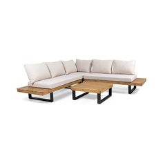 an outdoor sectional couch and coffee table