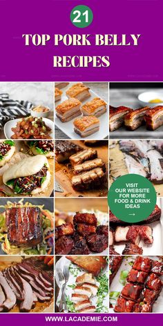 the top pork belly recipes are shown here