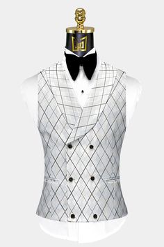 Silver Argyle Suit | Gentleman's Guru Canvas Pants, White Tuxedo, Argyle Pattern, Single Breasted Jacket, Collar Designs, Suit Shop, Silver Man, Shawl Collar, Types Of Collars