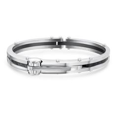 Handcuff jewelry is a stylish way to enhance your wardrobe and is a great anniversary gift for men. This men's CZ bracelet is 100 percent stainless steel bangle featuring a single line of carbon fiber. The beautiful carbon is bezel set subtly on this stylish stainless steel cuff bracelet. These men's handcuff bracelets open like its namesake on a hinged clasps to lock it securely around your wrist. Get One, get two wear them however you like. Size: One Size.  Color: Silver.  Gender: male.  Age Group: adult. Adjustable Stainless Steel Bangle With Polished Finish, Adjustable Stainless Steel Cuff Bracelet For Formal Occasions, Formal Stainless Steel Cuff Bracelet With Polished Finish, Polished Stainless Steel Bangle Cuff Bracelet, Modern Gunmetal Jewelry With Stainless Steel Clasp, Stainless Steel Polished Cuff Bracelet, Polished Stainless Steel Cuff Bracelet, Black Stainless Steel Cuff Bracelet, Stainless Steel Bangle Cuff Bracelet With Strap