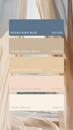 Pale Blue Complimentary Colors, Colors That Go With Sand Color, Japandi Color Palette Blue, Home Decoration Color Palette, Blue And Beige Colour Palette, Modern Colour Palette Branding, Light Gold Color Palette, Calm Neutral Color Palette, Coastal Palette Colour Schemes