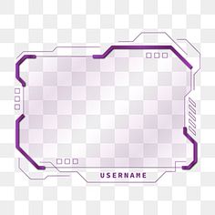 a purple and white frame with the name username on it, as well as an empty