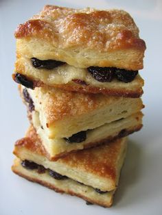 three pieces of pastry stacked on top of each other