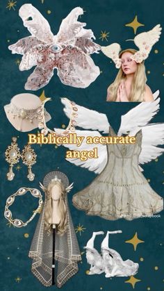 a collage of angels and other items on a blue background with the words biblically accurate angel above them