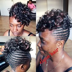 Protective style crochet cornrows updo Crotchet Updo, Big Braids Styles, Fancy Cornrows, Crochet Updo Hairstyles, Crochet Updo, Black Updo Hairstyles, Braided Updo Black Hair, Curly Up Do, Braid And Curls