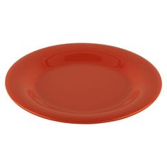 an orange plastic plate on a white background