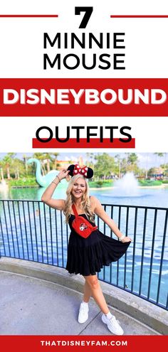 a woman in minnie mouse costume posing for the camera with text overlay that reads, 7