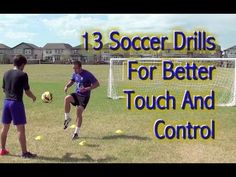 soccer drills for better touch and control with the ball in front of two men on a field