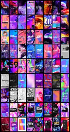 a collage of colorful images with different colors