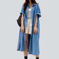 Take your look to the next level with our 2023 Spring-Summer Collection's 90's style free shirt ââ‚?designed for the trend-setting rebels!Why It's Your Next Wardrobe EssentialThis light wash denim dress will make a statement no matter the occasion. Its unique distressed pattern. combined with its slim shape and buttoned closure. make it the perfect blend of nostalgic grunge and contemporary fashion. Not just any shirt. it's an anthem. a vibe. and a timeless classic.Key Highlights: 90s Throwback: Oversized Dark Wash Denim Dress, Casual Washed Blue Denim Dress With Pockets, Trendy Button-up Denim Dress, Dark Wash Button-up Denim Dress For Summer, Oversized Denim Blue Denim Dress, Oversized Blue Denim Dress, Trendy Light Wash Denim Dress For Fall, Relaxed Fit Cotton Denim Dress In Dark Wash, Summer Button-up Relaxed Fit Denim Dress