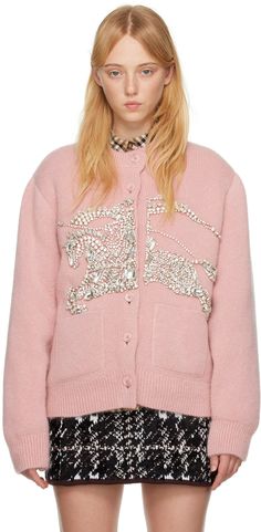 Burberry Pink, Luxury Jacket, Cute Pjs, Couture Outfits, Winter Vibes, Rosy Pink, Knitted Tops, Knitwear Cardigan, Lookbook Outfits