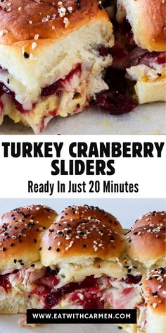 the turkey cranberry sliders are ready in just 20 minutes to be eaten