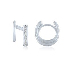 These luxurious double hoop huggie earrings in sterling silver feature 20 round single cut diamonds, sure to turn heads and add extra sparkle to your look. | Double Hoop Huggie Earrings with Diamond Accents | Sterling Silver | White | Size 6.70 mm | Helzberg Diamonds Modern Silver Huggie Diamond Earrings, Modern Silver Huggie Earrings With Brilliant Cut, Silver Huggie Earrings With Diamond Accents For Everyday, Modern Sterling Silver Huggie Diamond Earrings, Sterling Silver Channel Set Huggie Earrings, Helzberg Diamonds, Huggie Earrings, Detail Shop, Stone Cuts